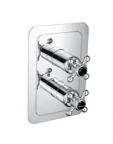 Just Taps Grosvenor Cross Conc Thermostatic 1 Outlet Valve Matt Black product image - Image 2