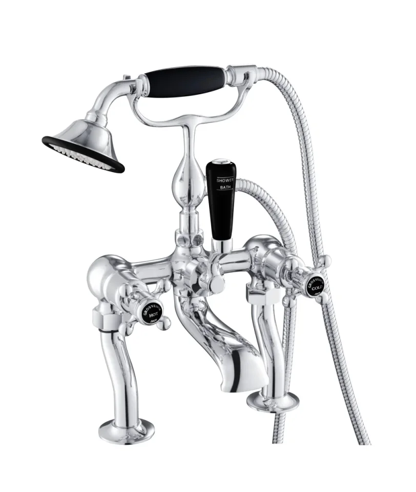 Just Taps Grosvenor Cross Deck Mounted Bsm With Kit Matt Black product image - Image 2