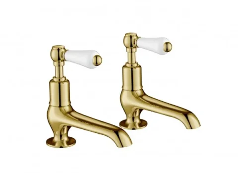 Just Taps Grosvenor Lever Long Nose Basin Taps Light Gold product image - Image 2