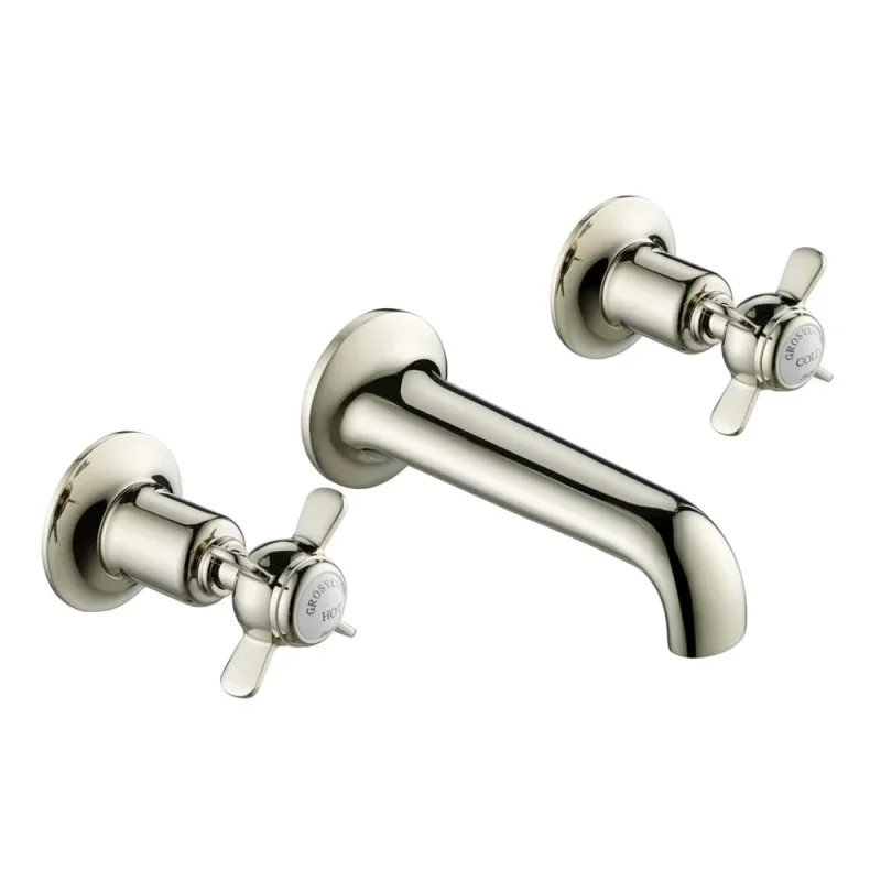 Just Taps Grosvenor Pinch 3 Hole Wall Mounted Basin Mixer Nickel product image - Image 3