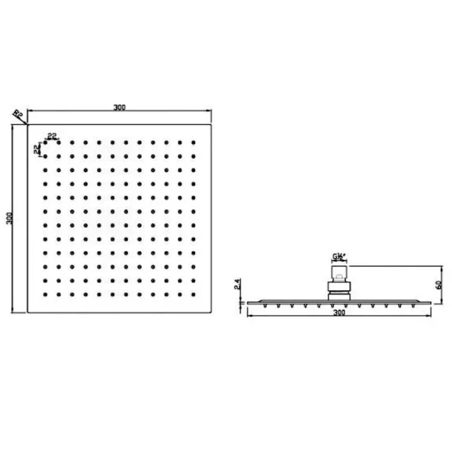 Just Taps Glide Ultra-Thin Square Shower Head 300mm Chrome product image - Image 2