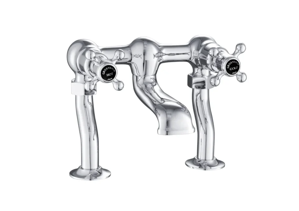 Just Taps Grosvenor Cross Deck Mounted Bath Filler Matt Black product image - Image 2