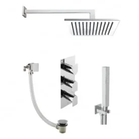 Just Taps Form 2 Outlet Shower Valve, Arm 400mm, Overhead Shower 200mm, Water Outlet And Holder, Exofil Click Clack product image - Image 2