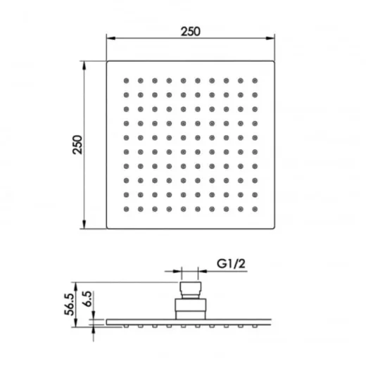 Just Taps Glide Ultra-Thin Square Shower Head 250mm Chrome detail view - Image 3