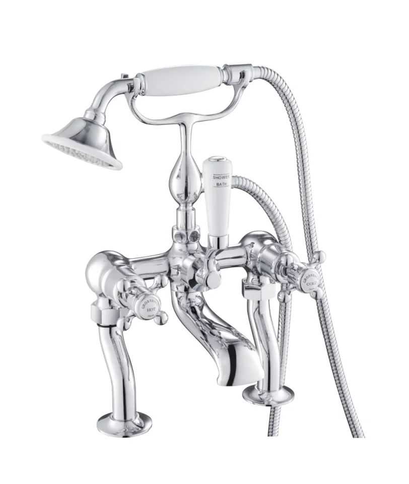 Just Taps Grosvenor Cross Deck Mounted Bath Shower Mixer With Kit Chrome product image - Image 2