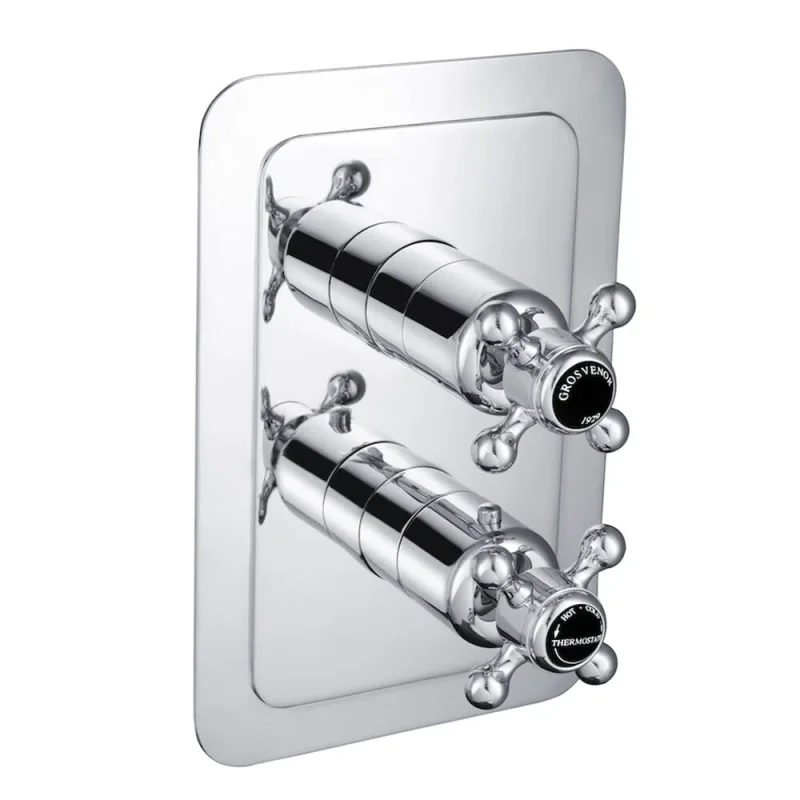 Just Taps Grosvenor Cross Concealed Thermostatic 2 Outlet Valve Chrome product image - Image 3