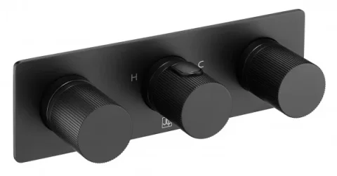 Just Taps Evo Thermostatic Concealed 2 Outlet Shower Valve Matt Black product image - Image 2