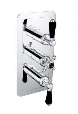 Just Taps Grosvenor Lever-Conc/Therm 3 Outlet Valve Vertical Matt Black product image - Image 2
