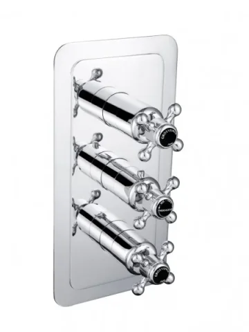 Just Taps Grosvenor Cross Conc Thermostatic 2 Outlet Valve Vertical  M/B product image - Image 2