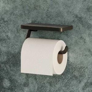 Hib Atto (brushed Brass) Toilet Roll Holder With Shelf & Anti-slip Mat
