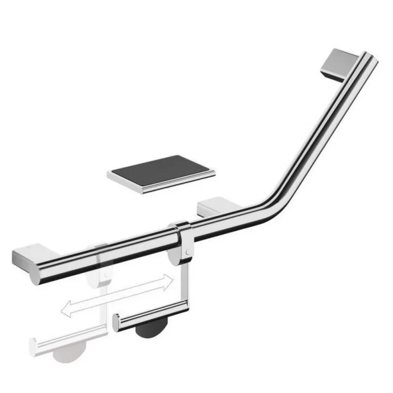 Hib Angled Grab Rail With Toilet Roll Holder & Shelf (left) detail view - Image 2