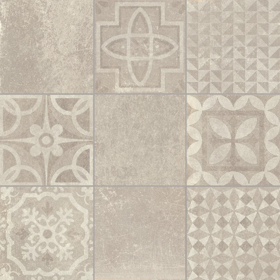 European Tiles Cemento BEIGE DECORE' 60 X 60 Rectified Matte Tile detail view - Image 2