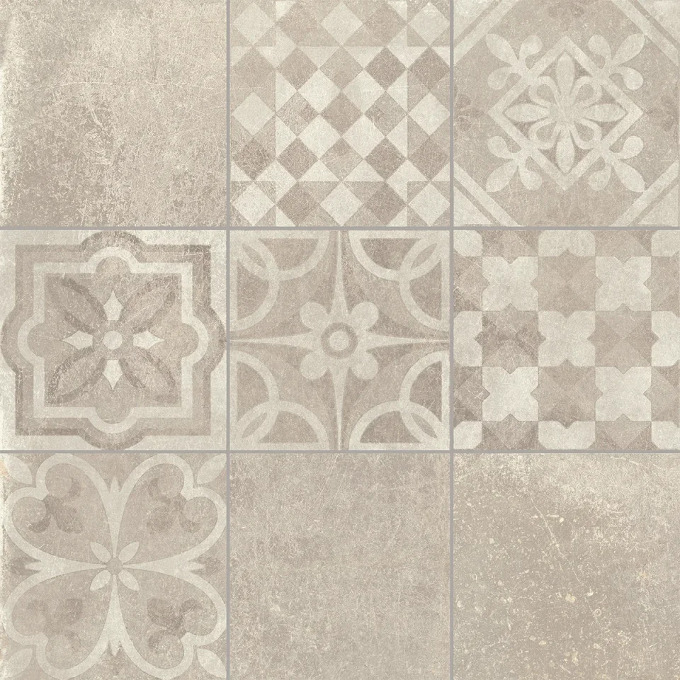 European Tiles Cemento BEIGE DECORE' 60 X 60 Rectified Matte Tile detail view - Image 3