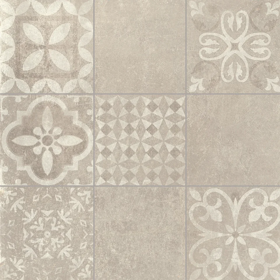 European Tiles Cemento BEIGE DECORE' 60 X 60 Rectified Matte Tile detail view - Image 5