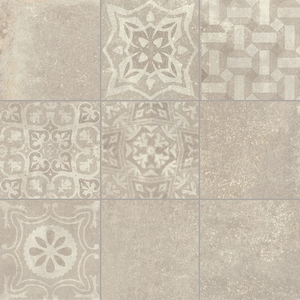 European Tiles Cemento BEIGE DECORE' 60 X 60 Rectified Matte Tile detail view - Image 6