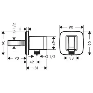 Hansgrohe Fixfit E Porter Pl Shower Holder Mb Matt Black detail view - Image 3