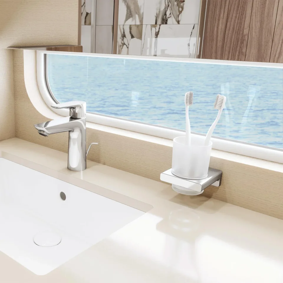 Hansgrohe Addstoris Toothbrush Tumbler Chrome Chrome detail view - Image 1