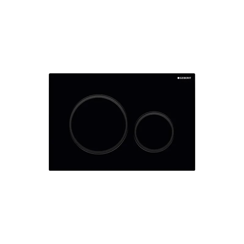 Geberit Sigma20 Round Flush Plate For Dual Flush - Black With Matt Black Detail detail view - Image 1