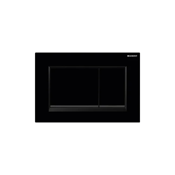 Geberit Sigma30 Square Flush Plate For Dual Flush - Black With Gloss Chrome Detail