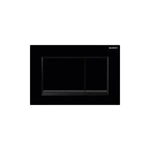 Geberit Sigma30 Square Flush Plate For Dual Flush - Black With Gloss Chrome Detail