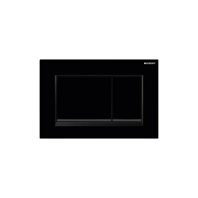 Geberit Sigma30 Square Flush Plate For Dual Flush - Black With Gloss Chrome Detail detail view - Image 1