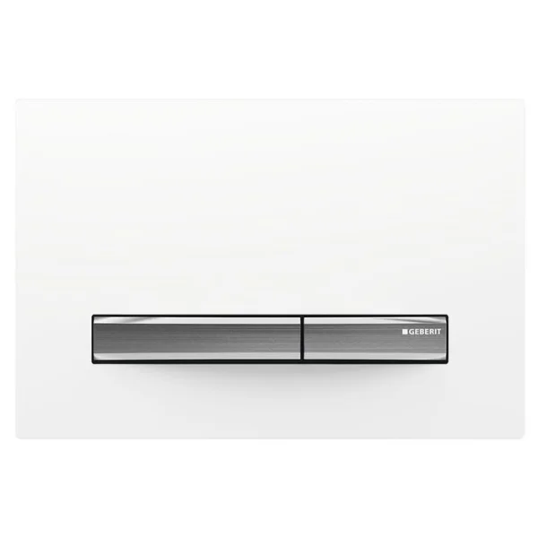 Geberit Sigma50 Square Flush Plate For Dual Flush - White With Chrome Button