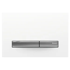 Geberit Sigma50 Square Flush Plate For Dual Flush - White With Chrome Button