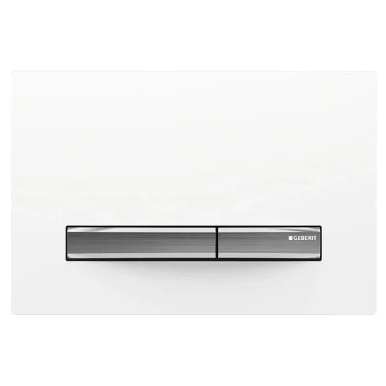 Geberit Sigma50 Square Flush Plate For Dual Flush - White With Chrome Button detail view - Image 1