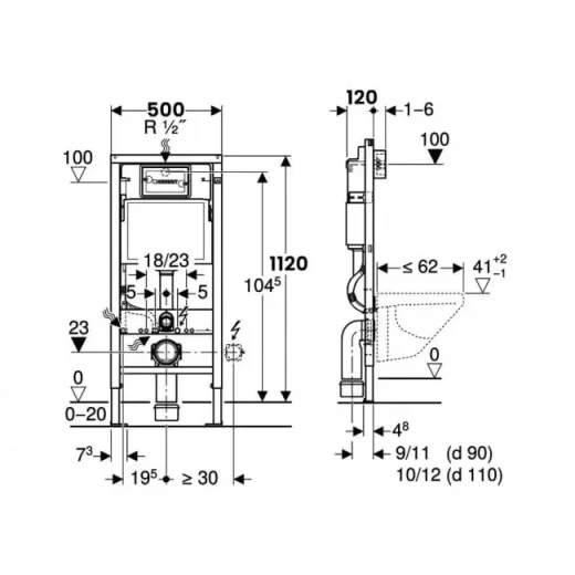Geberit Duofix 1120 Frame For Wall Hung Pans With Delta Concealed Cistern (excl. Flush Plate) detail view - Image 4