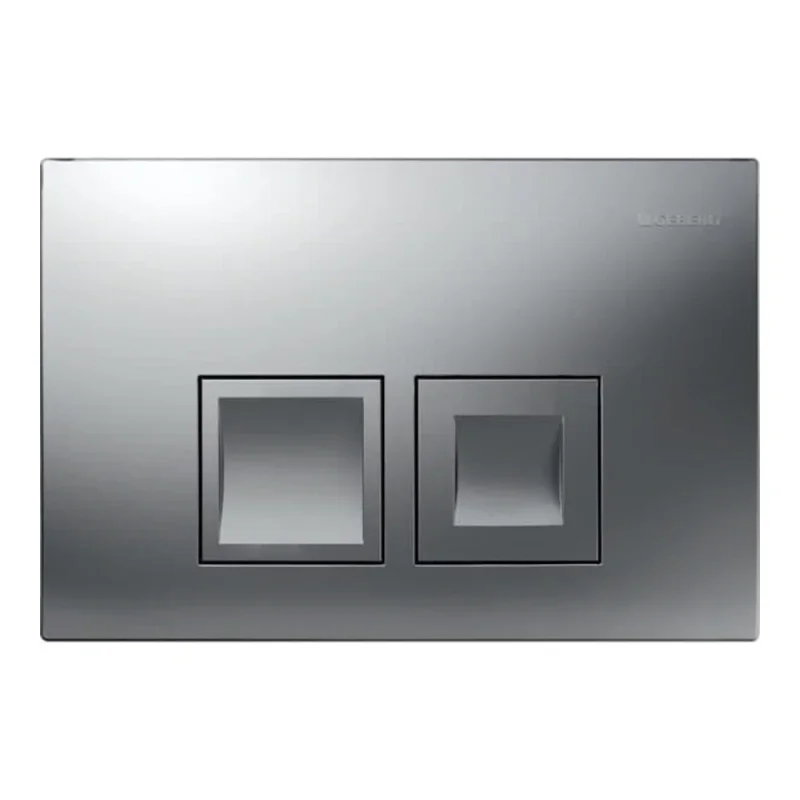 Geberit Delta35 Square Flush Plate For Dual Flush - Matt Chrome detail view - Image 1
