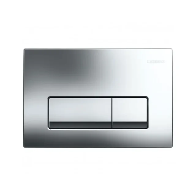 Geberit Delta50 Square Flush Plate For Dual Flush - Gloss Chrome detail view - Image 1