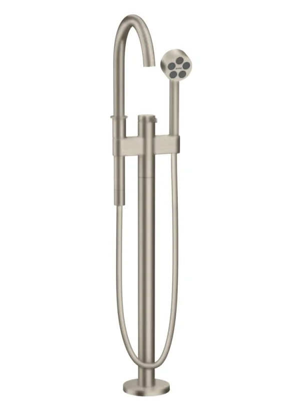 Axor One Single Lever Bath Mixer Floor-standing Brushed Nickel detail view - Image 1