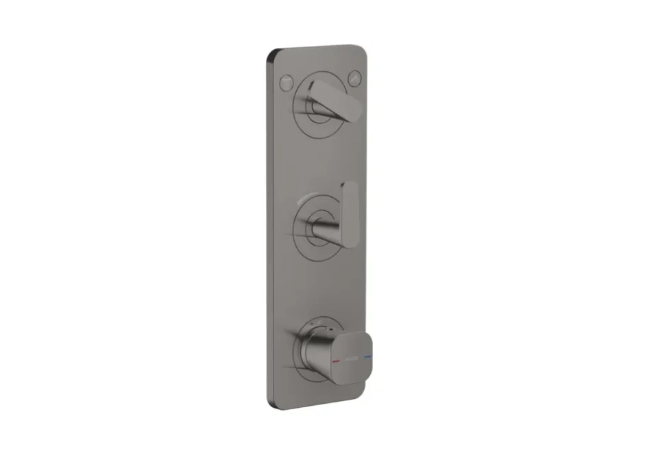 Axor Citterio C Thermostatic Module 380/120 For Concealed Installation With Plate For 2 Functions Polished Black Chrome detail view - Image 1