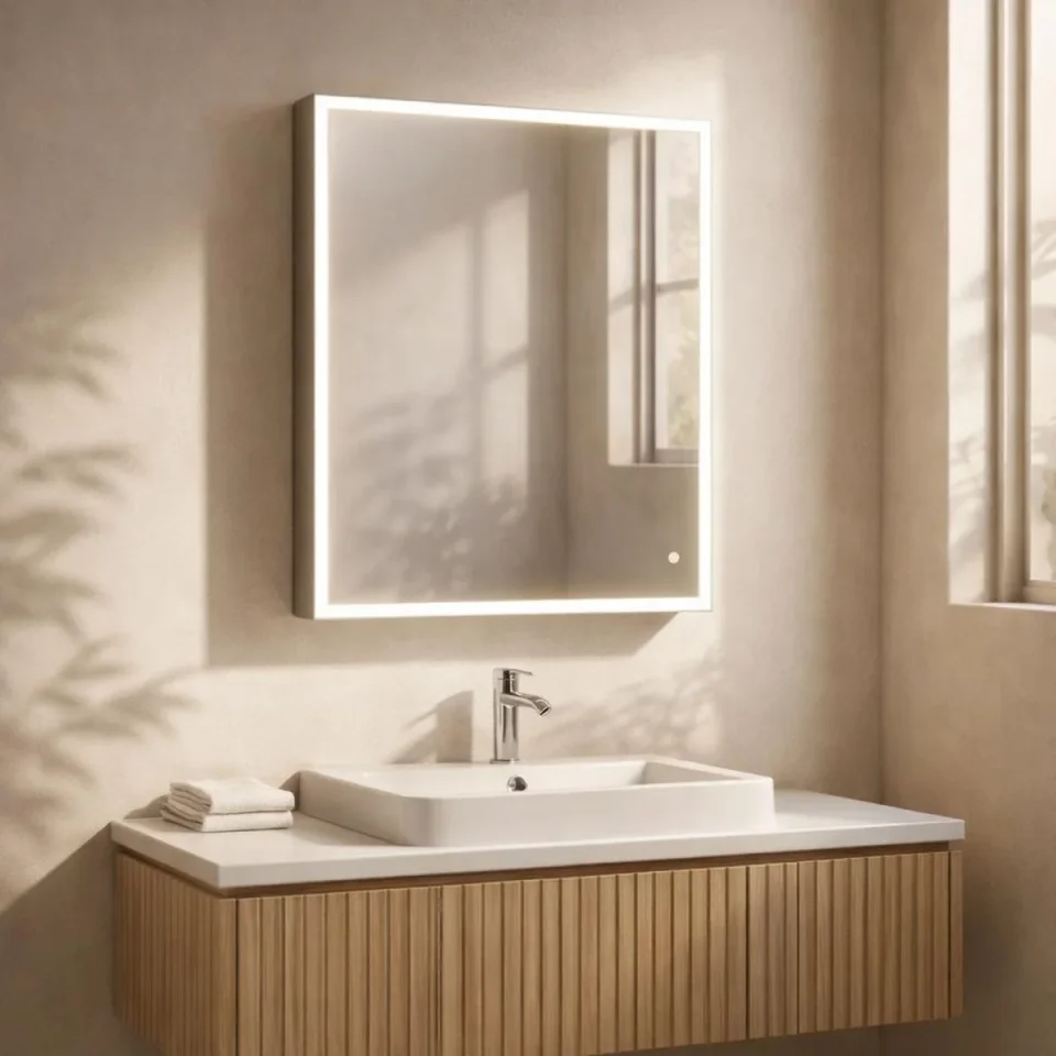 Faeber Edge 600 Led 1 Door Illuminated Mirror Cabinet (Recess Compatible) - Image 1