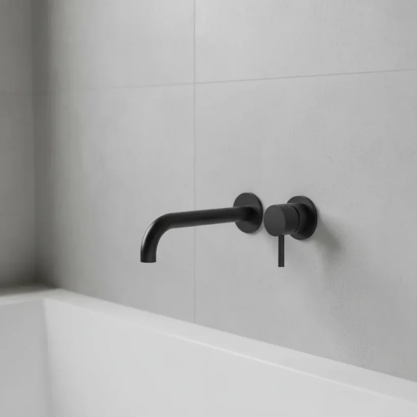 Ava Trend 2 Hole Wall Mounted Bath Mixer 3.0 - Brushed Black detail view - Image 5