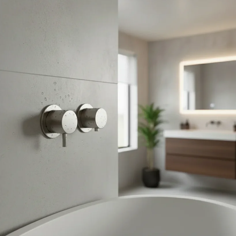 Ava Trend 2 Way 2 Handle Thermostatic Valve W/flanges 3.0 - Brushed Stainless Steel detail view - Image 3