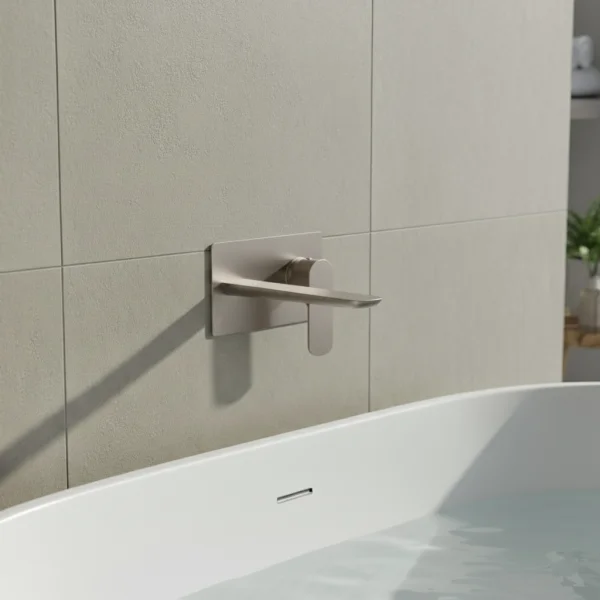 Ava Purity 2 Hole Wall Mounted Bath Mixer W/ Backplate 3.0 - Brushed Stainless Steel