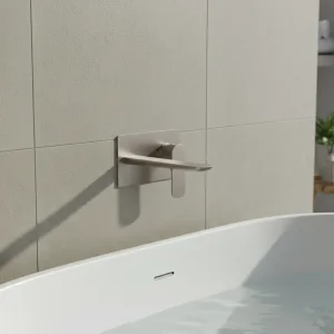 Ava Purity 2 Hole Wall Mounted Bath Mixer W/ Backplate 3.0 - Brushed Stainless Steel