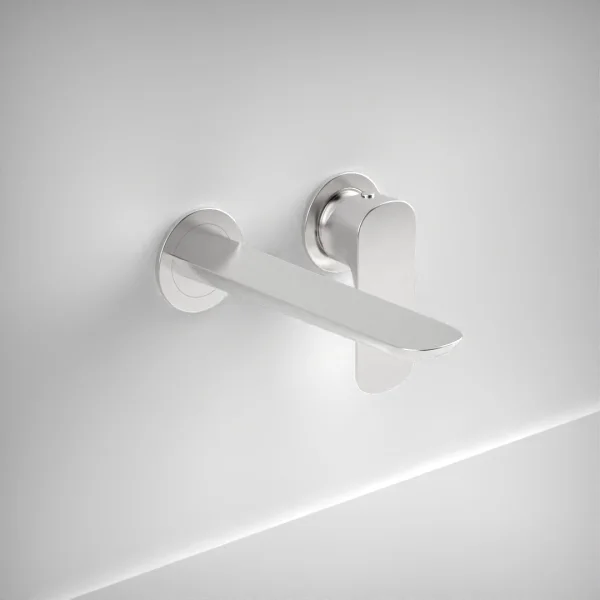 Ava Purity 2 Hole Wall Mounted Basin Mixer W/ Flanges 3.0 - Polished Stainless Steel