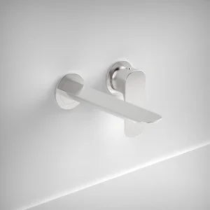 Ava Purity 2 Hole Wall Mounted Basin Mixer W/ Flanges 3.0 - Polished Stainless Steel