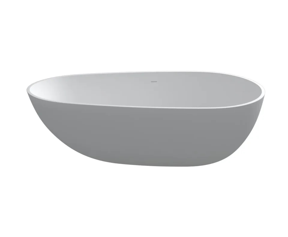 StoneKAST Ovale Single Ended Freestanding Bath 1700 x 870mm Matt White product image - Image 1