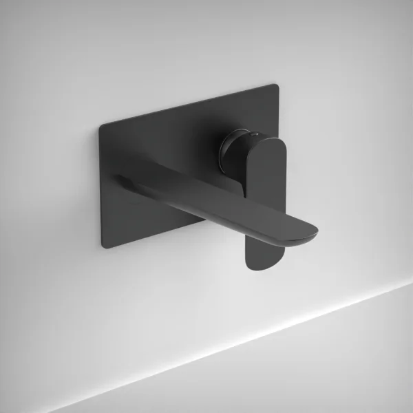 Ava Purity 2 Hole Wall Mounted Basin Mixer With Back Plate 3.0 - Brushed Black
