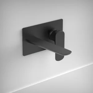 Ava Purity 2 Hole Wall Mounted Basin Mixer With Back Plate 3.0 - Brushed Black