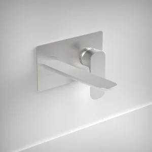 Ava Purity 2 Hole Wall Mounted Basin Mixer With Back Plate 3.0 - Brushed Stainless Steel