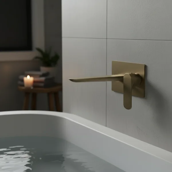 Ava Purity 2 Hole Wall Mounted Bath Mixer W/ Backplate 3.0 - Brushed Brass