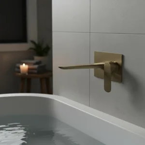 Ava Purity 2 Hole Wall Mounted Bath Mixer W/ Backplate 3.0 - Brushed Brass