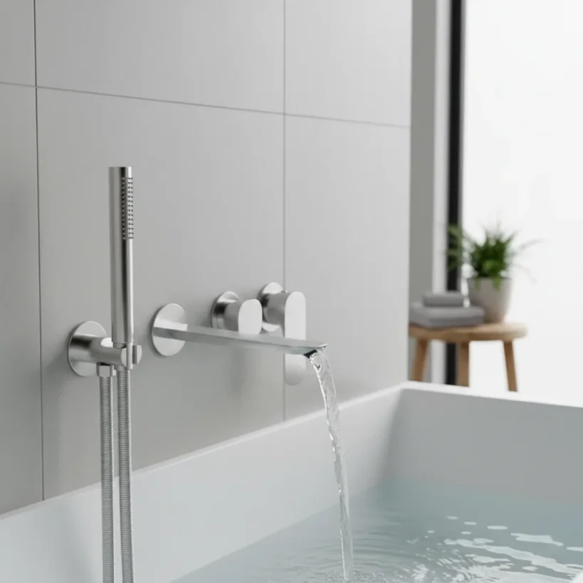 Ava Purity Thermostatic 4 Hole Wall Mounted Bath Shower Mixer 3.0 - Polished Stainless Steel detail view - Image 3