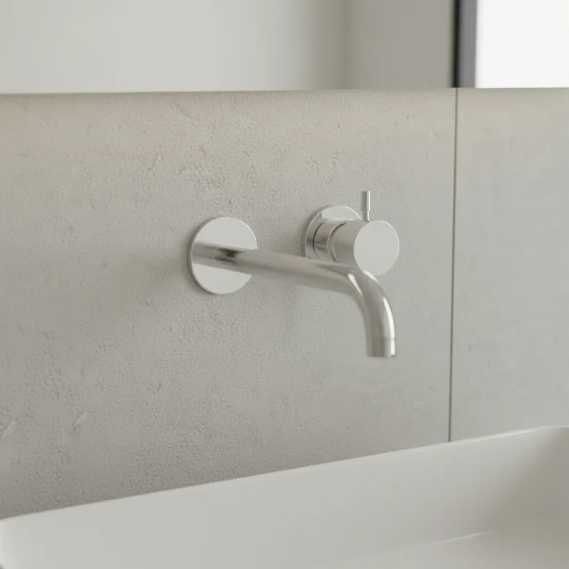 Ava Trend 2 Hole Wall Mounted Basin Mixer Tap Polished Stainless Steel 3.0 detail view - Image 2