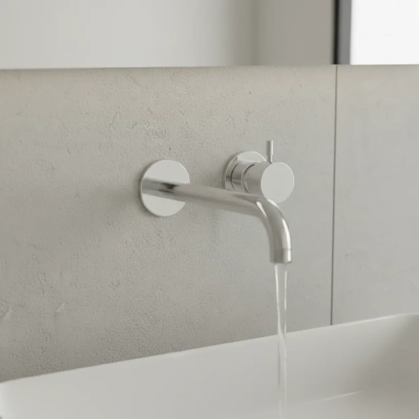 Ava Trend 2 Hole Wall Mounted Basin Mixer Tap Polished Stainless Steel 3.0 detail view - Image 3