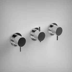 Ava Trend 4 Way 3 Handle Thermostat Valve W/flanges 3.0 - Polished Stainless Steel